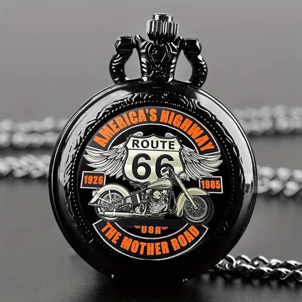 Vintage Collectible Glass - Montre de poche rétro noire Route